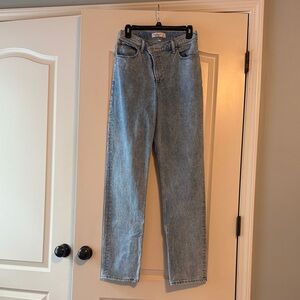 Abercrombie & Fitch Light Blue High Rise Crossover Curve Love Jeans
